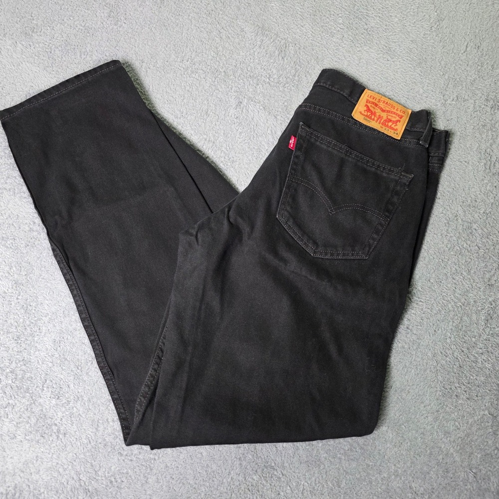 Levi's Mens 33x34 550 Relaxed Fit Tapered Leg Jeans Black Denim 6004